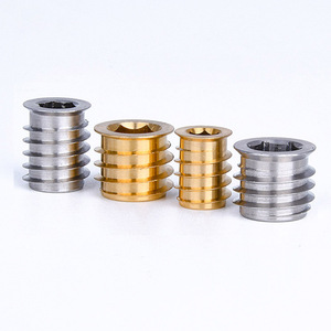 Inserts filetés à bride de haute précision en acier inoxydable SKD440, à visser soi-même, à entraînement hexagonal interne, pour l'installation sur le bois de meubles - Product Image 4