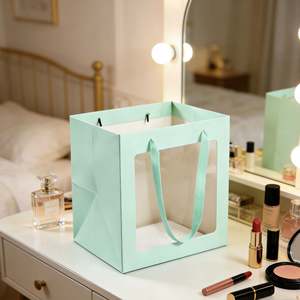 Bolsas de Papel Impresas Personalizadas al por Mayor, Verdes con Ventanas Transparentes, Bolsas de Regalo de Lujo Diseñadas Específicamente para Regalos de Cumpleaños - Product Image 4