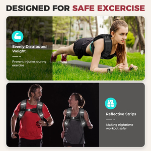 سترة تدريب قوة قابلة للتعديل 15/20/25/30 رطل مع جيب للرجال والنساء - Product Image 3