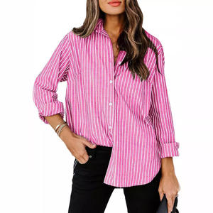 Camicia a maniche lunghe Casual Casual camicetta a maniche lunghe con scollo a V a strisce verticali da donna - Product Image 1