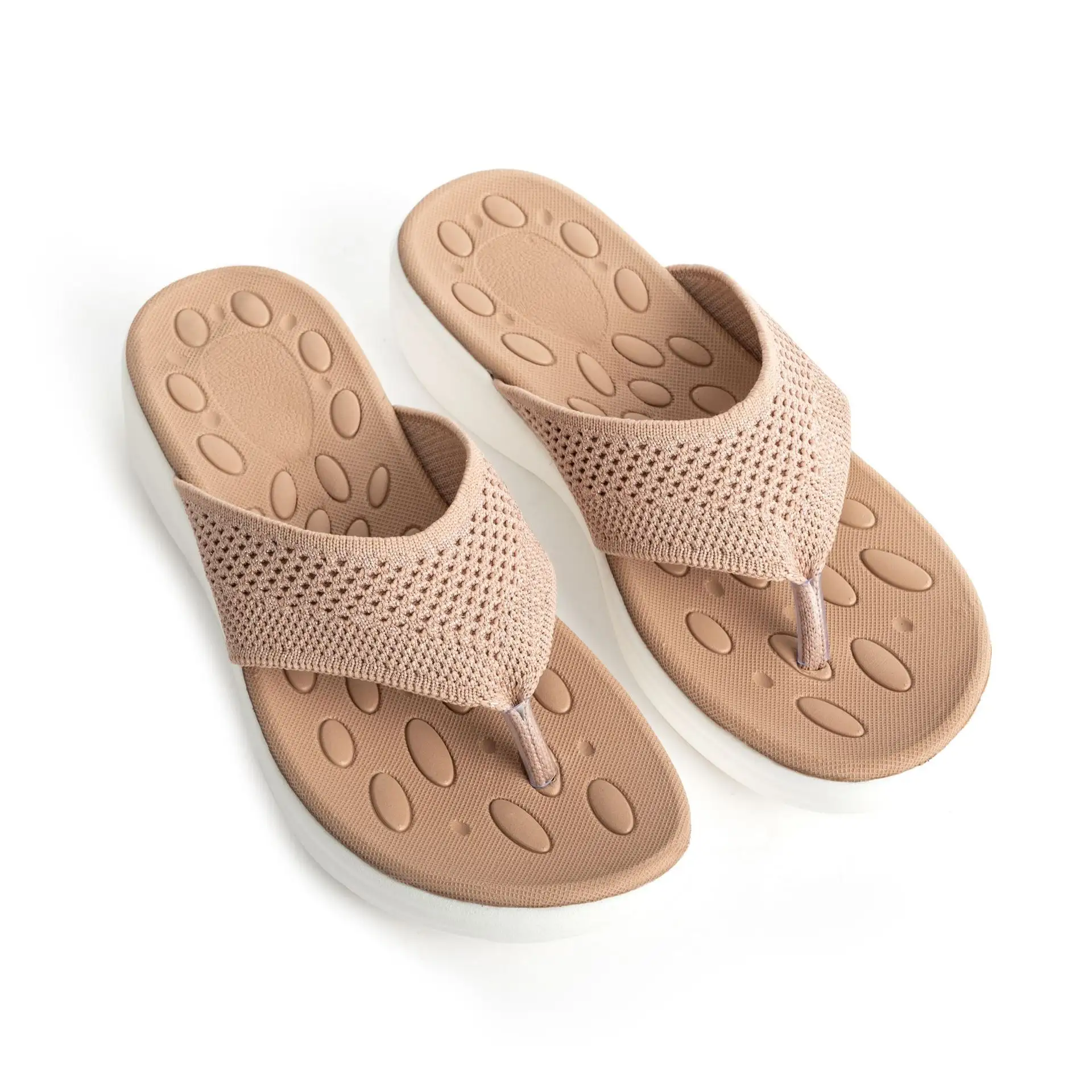 Yaz yeni rahat örme kumaş hafif rahat spor sandalet plaj ayakkabısı kadın açık flip-flop