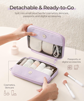 Pochette de voyage double détachable 2-en-1, trousse de maquillage double face pour femme, organiseur de cosmétiques transparent pour accessoires de beauté et technologiques
