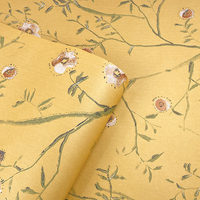 Papier peint non tissé de style européen avec motifs floraux, branches, feuilles et fleurs éclaboussées d'encre, anti-moisissure, pour salon et chambre à coucher