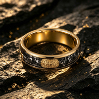 Bague de mariage unisexe classique de luxe en acier inoxydable avec incrustation de feuille d'or et d'argent, bijou unique et tendance, vente en gros usine JLM