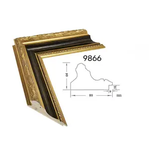 Fabbricazione di dimensioni personalizzate grande stile europeo appeso da parete barocco sbiadito oro nero ornato cornice in legno