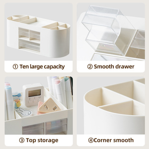 Rangement de bureau fournitures de bureau simples multifonctionnelles boîte de rangement porte-stylo en plastique de grande capacité - Product Image 4