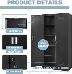 خزانة معدنية من الفولاذ بها أبوابان و4 أرفف قابلة للتعديل أثاث مكتبي قابل للغلق للاستخدام في الجراج - Product Image 2