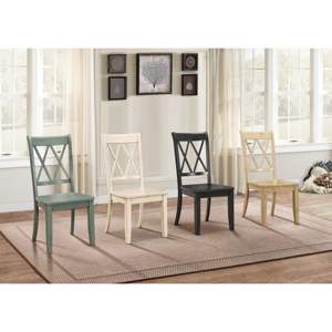 DB Casual Dining <b>Room</b> Furniture Set of 2 Black Pine Veneer <b>Side</b> Chairs Light Double-X Back Transitional Design <b>for</b> <b>Living</b> <b>Rooms</b> - Product Image 6