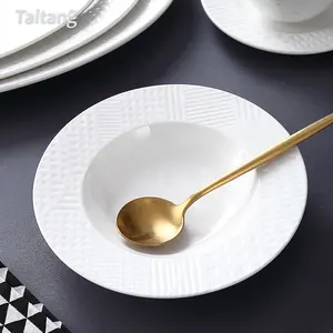 Restaurant Ceramic White Plate Sets Banquet Hall Crockery Dinnerware Sets
