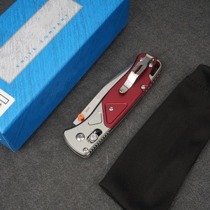 Cuchillo Plegable WADE BM535-9 con Mango de Aluminio Rojo, Hoja de Acero Inoxidable con Punta Caída, Cuchillo de Bolsillo con Perilla para el Pulgar, Grado Industrial - Product Image 5