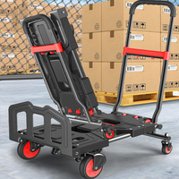 Chariot à main pliable portable à quatre roues en acier, plateforme de transport, outils de shopping, poignée de bagage personnalisable OEM, robuste, capacité 180 kg