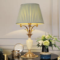 Lampe de table en laiton massif, style rétro américain, lampe de chevet de luxe, abat-jour en tissu écologique, alimentation secteur