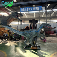 Robot Gecai Velociraptor Dinosaure grandeur nature, modèle animatronique de dinosaure, statue de dinosaure grandeur nature, sculptures de dinosaures