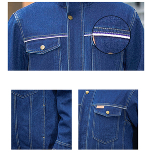 Biểu Tượng Tùy Chỉnh 100% Cotton Denim Làm Việc Đồng Phục Thêu Cộng Với Kích Thước Của Nam Denim Áo Khoác - Product Image 3