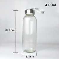 Bouteille d'eau de sport en verre bon marché de 500ml 1000ml avec couvercle en métal et sangle Tasse de voyage portable