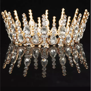 LUOXIN-corona barroca de oro para mujer, Tiara de corona grande, diadema para baile de graduación, joyería para el cabello para novia - Product Image 5