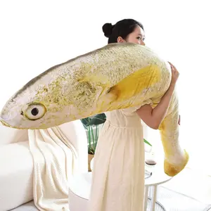 बिक्री के लिए कस्टम भरवां समुद्री जानवर बड़ा पीला क्रॉकर तकिया गुड़िया सिमुलेशन आलीशान मछली खिलौना वेलेंटाइन डे स्लीपिंग तकिया
