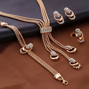 New <strong>Fashion</strong> Super Shiny Punk Statement 5 Piece of Gold Plated Luxury Full Zircon Dubai Bridal <strong>Jewelry</strong> <strong>Set</strong> Complete for Women - Product Image 2