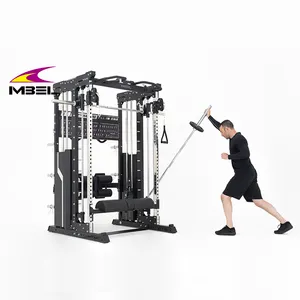 PJ 4 en 1 Rack Mutli Fonction Station Musculation Haltérophilie Roulements Barbell All In One Gym Cable smith machine