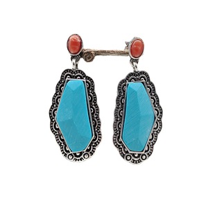 Orecchini Pendenti Etnici Vintage con Dettagli Floreali Intagliati e Design in Pietre Colorate, Stile Artigianale, Accessori di Moda - Product Image 4