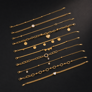 18K Gold Plated Fashion <b>Bracelet</b> - Wholesale Roman Numerals Zircon Heart Pendant <b>Bracelet</b> - Trendy and Versatile Gift <b>Bracelet</b> - Product Image 1