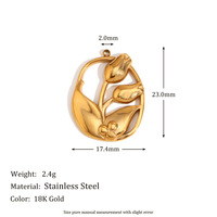 Accessoires vintage : Pendentifs géométriques tournesol et amour, breloques en acier inoxydable marguerites roses plaqué or 18 carats pour colliers et bracelets