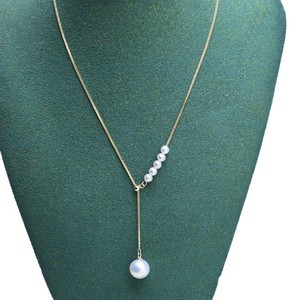 Collier pendentif double perle d'eau douce avec chaîne claviculaire en argent S925, style européen, forte brillance, légers défauts - Product Image 5