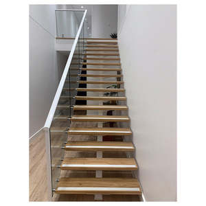 新しいスタイリッシュな屋内階段ホワイトパウダーコーティング階段木製手すりヴィラ/ホテル/アパート用 - Product Image 3