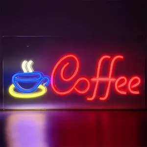42X22cm Cafe Shop Bar Open Closed LED Coffee Sign LED Neon Display Board