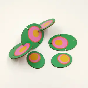 customized round shape printed wooden puzzle pieces for crafts and diy project