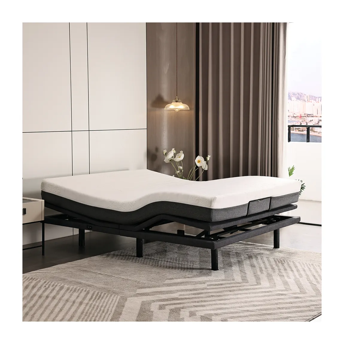 Meisemobel elektrischer ergonomischer Boden für das Bett mit Vibrationsmassage, ergonomisches Massagebett, elektrisch verstellbare Bettrahmen-Rückenlehne