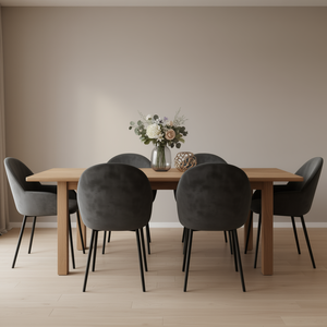 Chaises de salle à manger en velours gris foncé, design moderne, pieds en métal, meubles pour la maison - Product Image 2