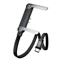 Cable Retráctil Tipo-C de Carga Rápida de 240W 5A, Diseño Plano Ultrafino, Trenzado de Nailon, con Soporte para Teléfono Móvil, Trípode, Uso Duradero