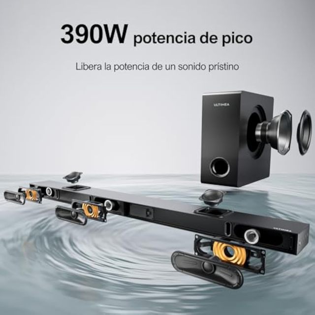 390W Peak Power Soundbar: 6-Speaker Home Theater System with Wireless Subwoofer, EARC, and Bluetooth 5.3