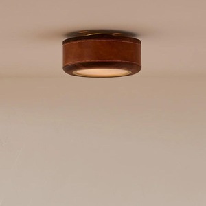 Lámpara de techo de madera maciza y cuero con luz LED colgante para sala de estar, estudio, decoración del hogar - Product Image 3