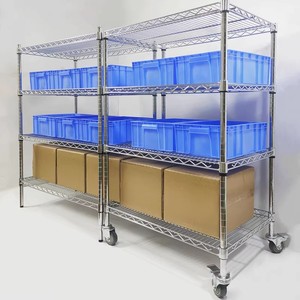 Rollbare Haushaltsregale, Verstärkte Verchromte Drahtgitter Antistatische Metall-Mehrschicht-Aufbewahrungsregale - Product Image 3