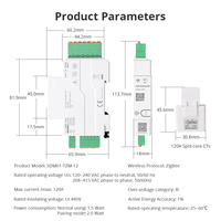Medidor de Energía Inteligente Zemismart Tuya Zigbee RS485 Modbus, Trifásico Bidireccional, Monitor de Energía Solar con 3 Pinzas CT, Compatible con Home Assistant