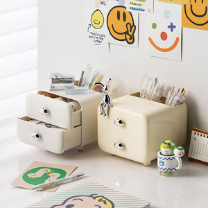 Boîte de rangement de bureau Tiroir à deux niveaux Support de papeterie pour étudiants Organisateur de rangement de bureau Bac de rangement pour articles divers - Product Image 5