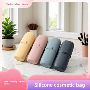 Silicone <b>Makeup</b> Brush <b>Holder</b> Portable Travel Cosmetic Bag Waterproof Breathable Pouch Professional Beauty Tool Organizer - Product Image 3