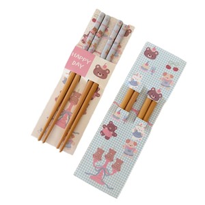 <b>Cute</b> Cartoon Floral Bamboo Chopsticks With <b>Bear</b> Prints For Kids Home Use Gift Set - Product Image 5