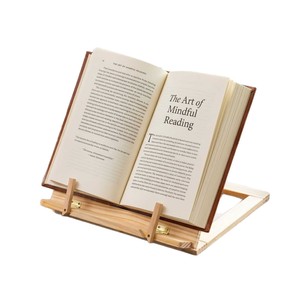 Wooden Foldable Book Display Rack <b>Desktop</b> Recipe Magazine Holder Solid Wood Multi Angle Reading Stand - Product Image 2