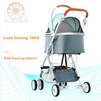 Poussette pliable de luxe pour animaux de compagnie à 4 roues, facile à assembler, chariot pour animaux, poussette pour chien