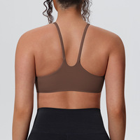 Soutien-gorge de sport pour femme, double face, respirant, à maintien élevé, en nylon et élasthanne, ajusté, avec bretelles croisées au dos, couleur unie