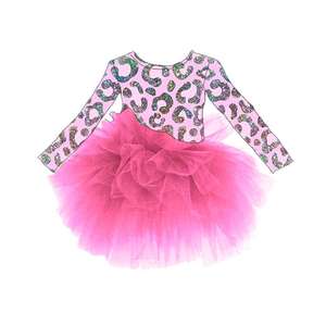 New Fashion <b>Red</b> Leotard Dance Costume Girl Knee Length Valentines' Day <b>Tutu</b> Dancing Dress for Girl - Product Image 2