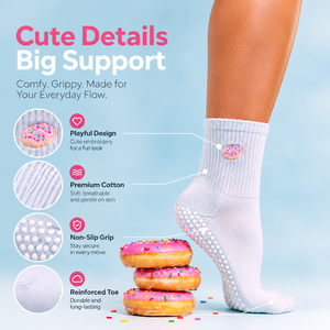 Bulk Order Custom Logo Ice Blue Plain Knit Crew Yoga <b>Socks</b> Pilates Grip <b>Socks</b> Silicone Dot Non Slip for Daily Wear - Product Image 1