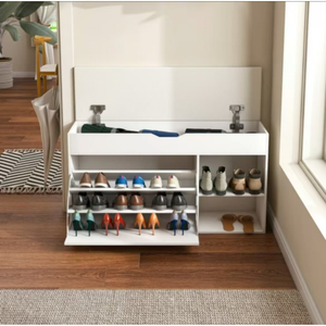 <span class=keywords><strong>Meuble</strong></span> porte-<span class=keywords><strong>chaussures</strong></span> moderne en bois avec coussin de siège souple <span class=keywords><strong>Petit</strong></span> <span class=keywords><strong>meuble</strong></span> d'entrée pour la maison ou l'appartement - Product Image 1