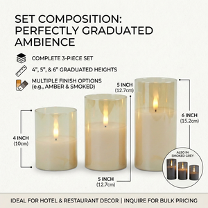 Bougies LED à piles en gros avec flamme mobile, bougies pilier en cire LED dans un verre avec télécommande - Product Image 4