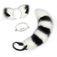 Ensemble Oreilles et Queue de Renard en Fausse Fourrure, Bandeau Cosplay, Collier Ras-du-Cou, Kit Oreilles et Queue d'Animal pour Fête d'Halloween, Accessoire de Déguisement