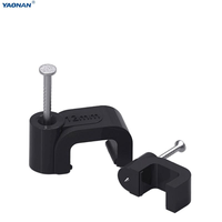 Clips de câble carrés en acier, attaches murales en plastique PE, clips de câble carrés multi-tailles pour câblage électrique, blanc et noir