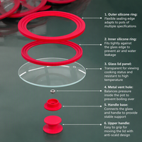 Couvercle universel en silicone pour casseroles et poêles, couvercle en verre et silicone multifonctionnel pour casseroles